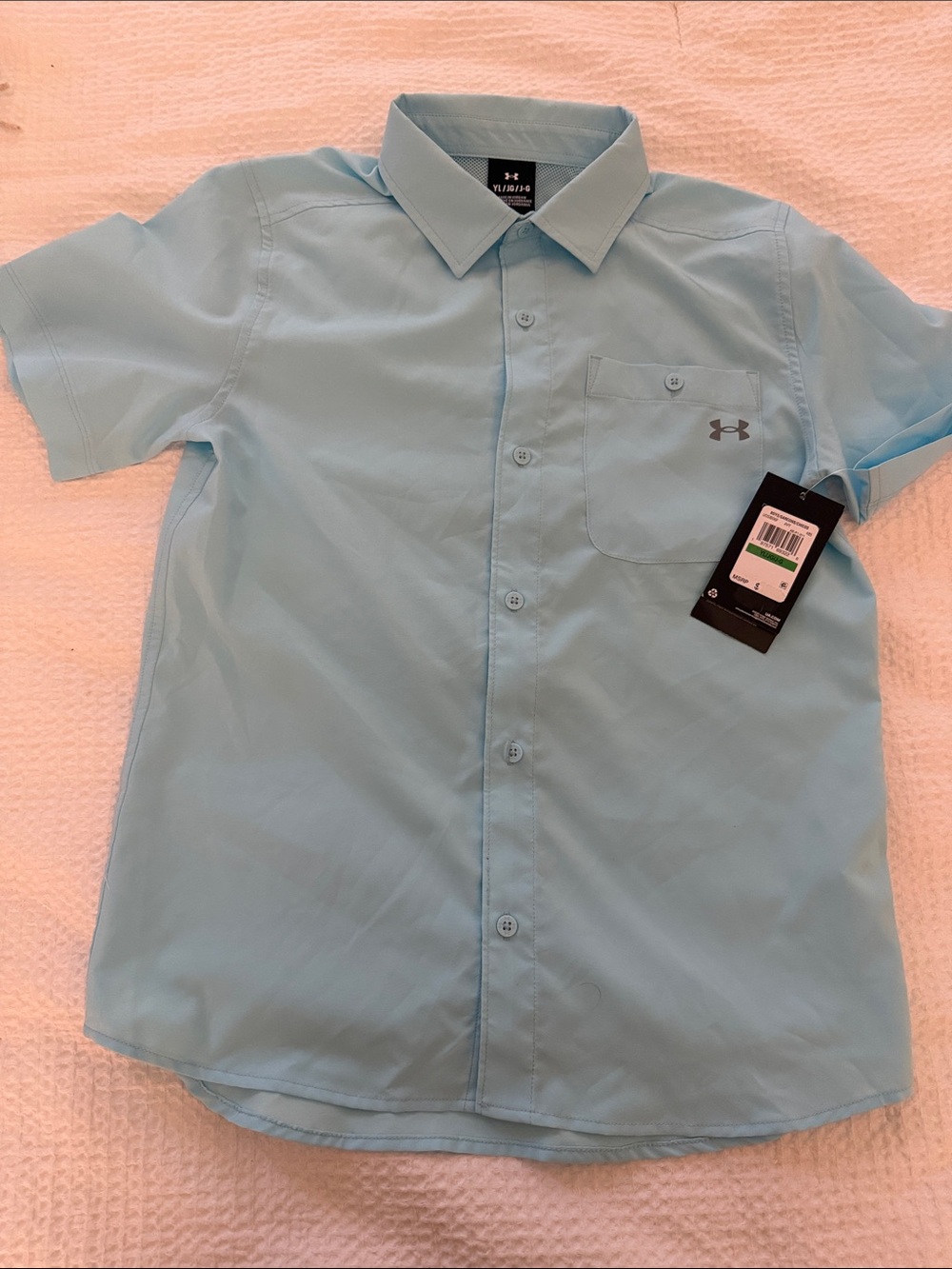 Under Armour Boy’s Sky Blue Short Sleeve Button-Down Shirt